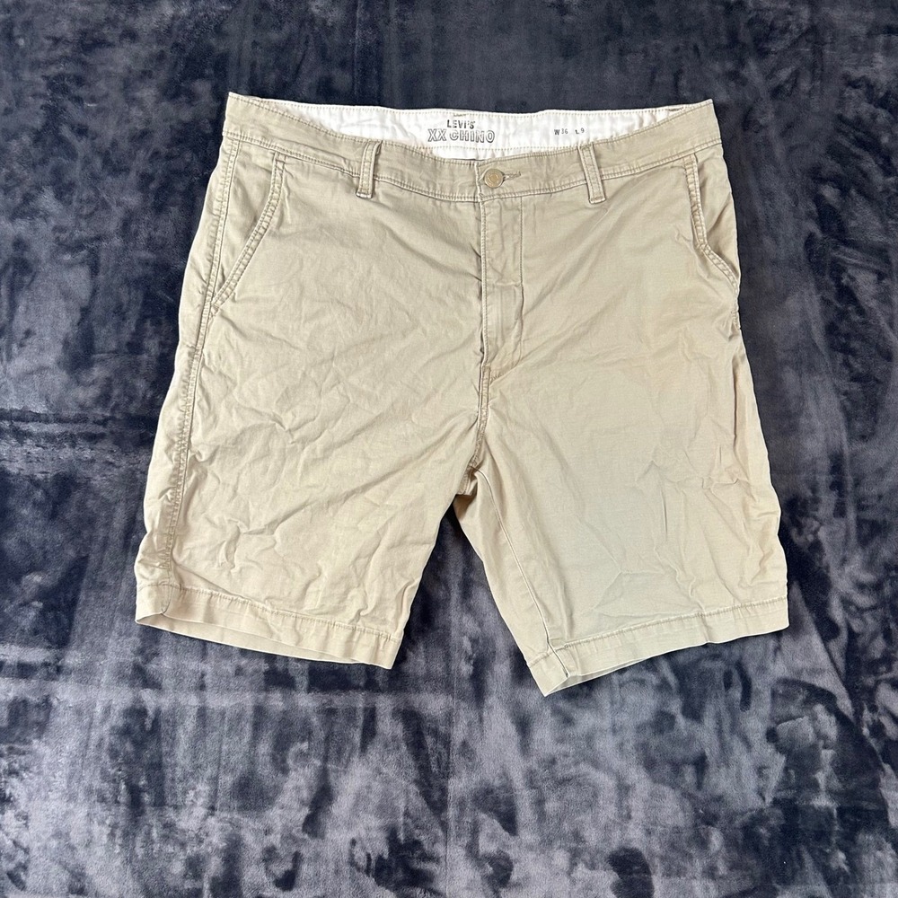 Levi's XX Chino Shorts Mens 36 Tan Khaki Stretch Flat Front Casual 9 Inseam